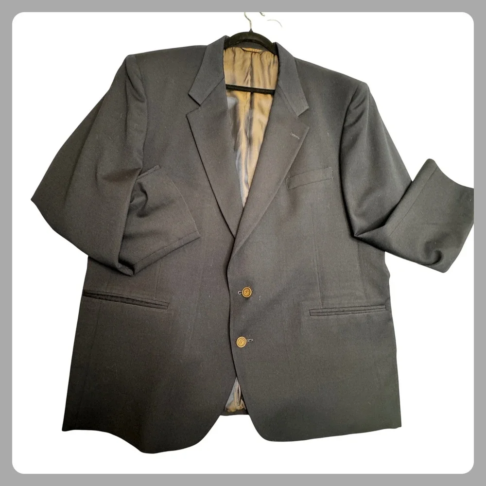 VTG Nino Cerruti Rue Royale Blazer Jacket Mens Sport Coat Navy Blue Tailored USA